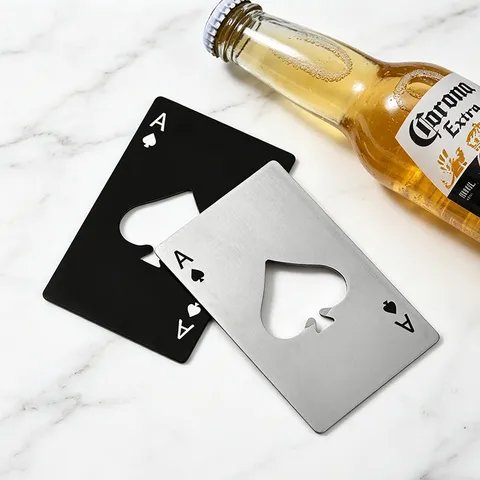 Stainless Steel Spade A Playing Card Bottle Opener Creative Credit Card Size Beer Opener Portable Metal Bar Tool