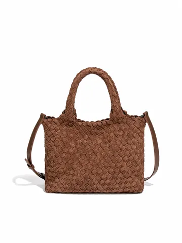 Sac à Main Vintage en Cuir PU Tissé à la Main pour Femmes Sac à Bandoulière Décontracté Minimaliste Urbain Avec Ensemble de Pochette Nœud