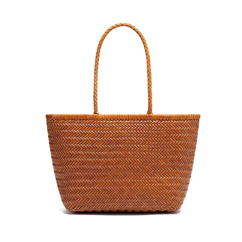 Echtes Leder Gewebte Tragetasche Damen Große Kapazität Korb Handtasche Handgefertigte Schultertasche Casual Pendler Tasche