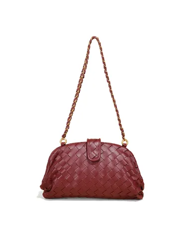 Premium PU Leder Gewebt Wolkentasche Für Damen Luxus Old Money Stil Kette Umhängetasche Unterarmtasche Muschelverschluss Tasche Täglich
