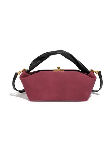 Vintage Wildleder Handtasche Damen Knotengriff Schultertasche Retro Umhängetasche Chic Pendler Mini Quadratische Tasche Kosmetiktasche