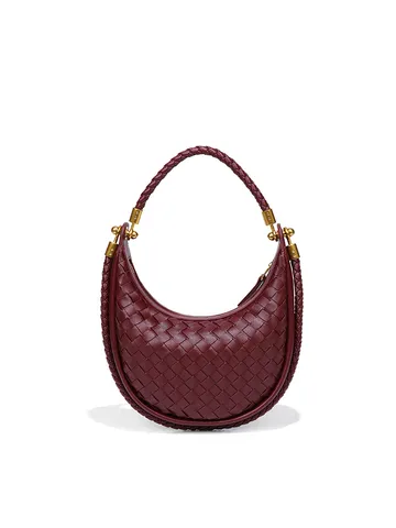 Vintage Handgeflochtene PU Leder Hobo Schultertasche Für Damen Premium Mode Halbmond Satteltasche Lässige Pendler Unterarmhandtasche