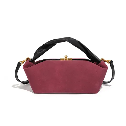 Vintage Wildleder Handtasche Damen Knotengriff Schultertasche Retro Umhängetasche Chic Pendler Mini Quadratische Tasche Kosmetiktasche