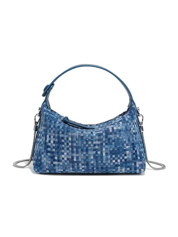 Damen Gewebte Denim Handtasche Gewaschen Tie-dye Quadratische Umhängetasche Mit Metallkette Lässige Crossbody Tasche Urban Tote