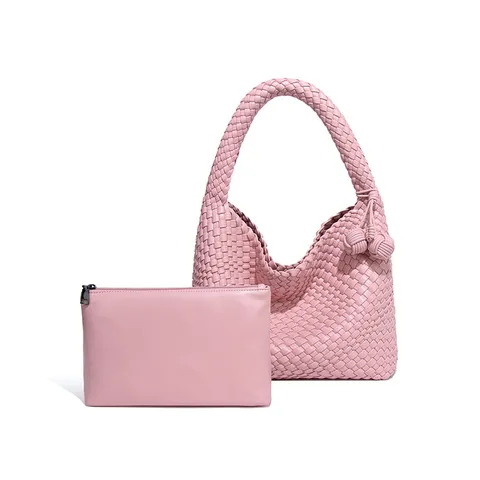 Handgeflochtene Leder Tragetasche Mit Innentasche Retro Geflochtene Textur Schultertasche PU Große Kapazität Eimertasche Damen Pendeln Alltag