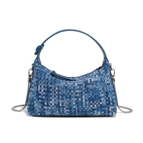 Damen Gewebte Denim Handtasche Gewaschen Tie-dye Quadratische Umhängetasche Mit Metallkette Lässige Crossbody Tasche Urban Tote