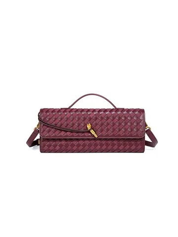 Handgewebte PU-Leder Umschlag Clutch Tasche Für Damen Urban Schlichte Gewebte Schulter Crossbody Abend Bankett Handtasche Metallschnalle