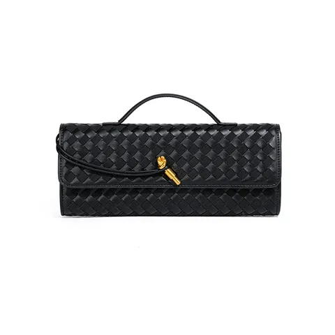 Handgewebte PU-Leder Umschlag Clutch Tasche Für Damen Urban Schlichte Gewebte Schulter Crossbody Abend Bankett Handtasche Metallschnalle