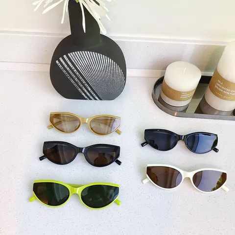 Gafas de Sol Retro de Montura Pequeña Ojo de Gato Para Hombres Mujeres Estilo Hip Hop Montura PC Modernas UV400 Gafas de Sol de Moda
