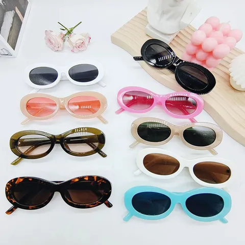 Gafas de Sol de Marco Ovalado de Moda Para Mujer Gafas de Sol de Plástico Retro Con Protección UV400 Gafas Vintage Para Exterior Diario