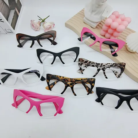 Kattenoog Anti Blauw Licht Bril Half-rand Mode Brilmontuur Voor Vrouwen Trendy PC Frame Hars Lens Platte Bril
