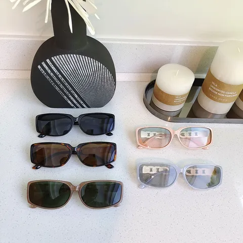 Mode Quadratische Sonnenbrille Für Damen Herren Kettenelement Rechteckige Brille Vintage Minimalistische Sonnenschutzbrille