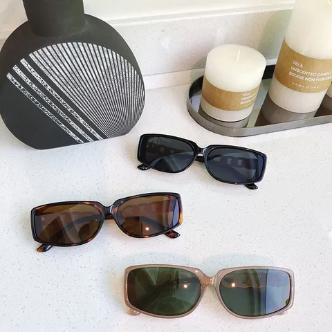 Mode Quadratische Sonnenbrille Für Damen Herren Kettenelement Rechteckige Brille Vintage Minimalistische Sonnenschutzbrille