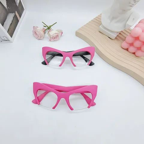 Kattenoog Anti Blauw Licht Bril Half-rand Mode Brilmontuur Voor Vrouwen Trendy PC Frame Hars Lens Platte Bril