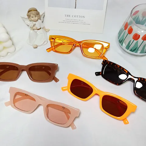 Mode Kleiner Rahmen Gelee Farbe Sonnenbrille Für Damen Retro Rechteckige Harz Sonnenbrille Hip Hop Party Brillen Sonnenschutz