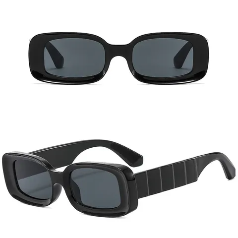 Retro Quadratisch Sonnenbrille Für Damen Mode Kleiner Rahmen Breiter Bügel Hip Hop UV400 Schutz PC Bunte Brille
