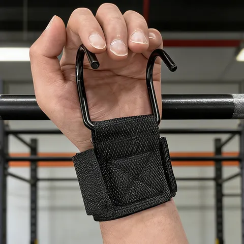 Brede Afstand Pull-Up Hulp haken Unisex Nylon Polsbanden Zware Stalen Grip Banden Workout Fitness Hefhaken