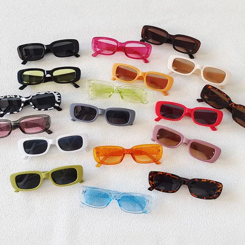 Fashion Small Square Frame Jelly Color Sunglasses For Women Trendy Y2K Retro Street Snap UV400 Sun Glasses Rectangular Resin Frame Sunglasses