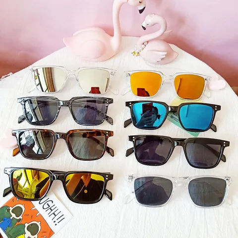 Gafas de Sol Cuadradas de Moda Para Hombres Mujeres Retro Acetato Lentes de Colores Protección UV400 Moda Hip Hop Gafas