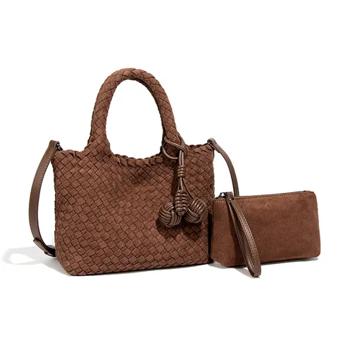 Vintage Handgeflochtene PU Leder Handtasche Für Damen Urban Minimalistisch Lässig Pendeln Schulter Umhängetasche Mit Taschen Set Knoten