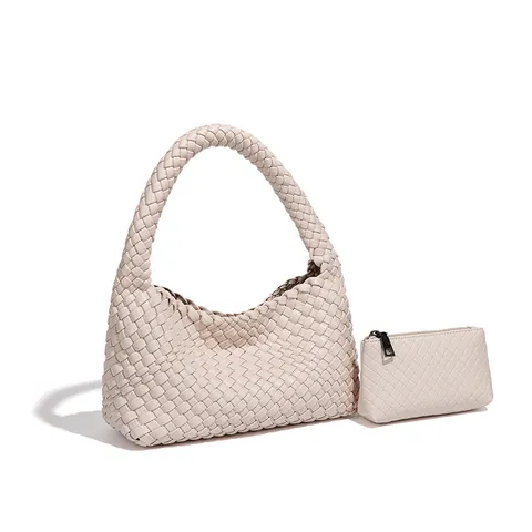 Original Designer Handgewebt PU Leder Handtasche Minimalistisch Chic Geflochten Schultertasche Umhängetasche Set Mit Innentasche Für Damen Alltag