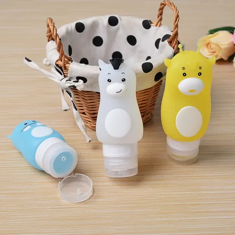 Portable Travel Silicone Dispenser Bottle Cute Cartoon Animal Lotion Shampoo Container Portable Travel Bottle Set
