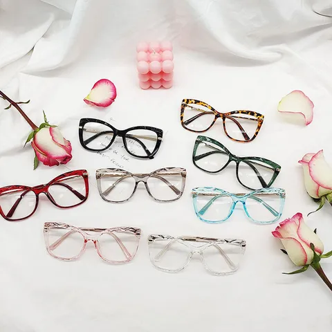 Montura de Gafas Ópticas de Ojo de Gato TR90 de Moda para Mujer Montura Geométrica con Estampado de Leopardo Gafas Cómodas con Bisagra de Resorte