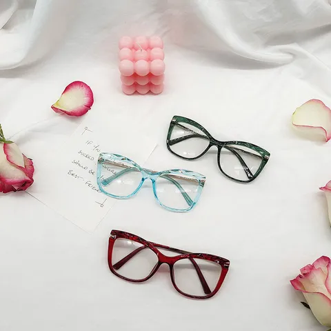 Montura de Gafas Ópticas de Ojo de Gato TR90 de Moda para Mujer Montura Geométrica con Estampado de Leopardo Gafas Cómodas con Bisagra de Resorte
