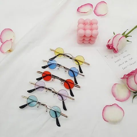 Gafas de Sol Punk Redondas Marco de Metal Retro Círculo Pequeño Protección UV400 Unisex Moda Hippie