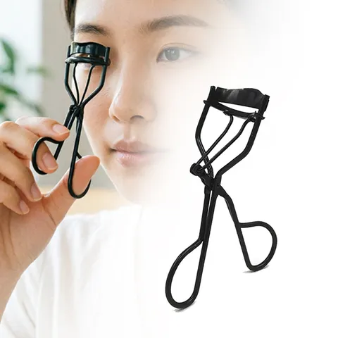 Professional Black Wide Angle Eyelash Curler Portable Eye Lashes Curling Tool With Silicone Pad Makeup Tool