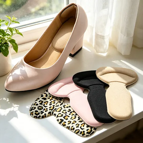Targhetta per Tallone in Tessuto a Forma di T Antiusura Soletta Mezza Taglia Cuscino Adesivo per Calzature Casual da Donna