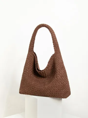 Retro Wildleder Gewebt Tragetasche Für Damen Große Kapazität Business Pendeln Unterarm Schultertasche Mode Lässige Hobo Handtasche