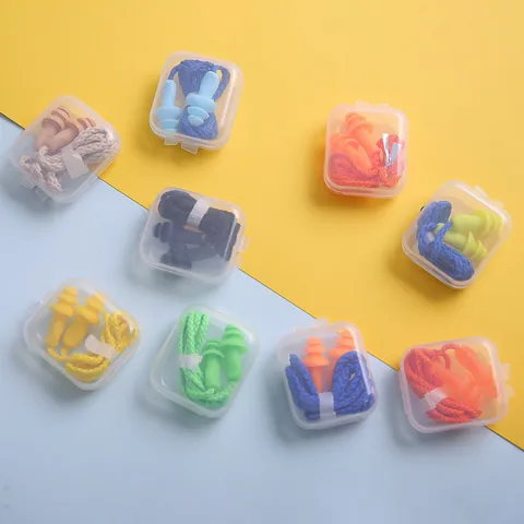 Tappi per Orecchie in Silicone Riutilizzabili Riduzione del Rumore con Cordino Protezione Uditiva Impermeabile per Sonno Studio Nuoto