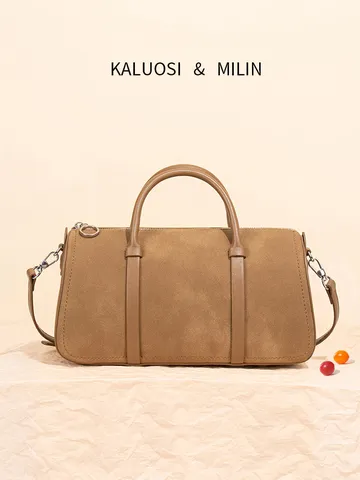 Fashion Suede Women Boston Bag Urban Minimalist Pillow Shape Top Handle Bag Zipper Closure Crossbody Shoulder Bag For Daily Use