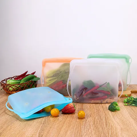 Herbruikbare Voedselopslagzak Stand-up Siliconen Vershoudzak Lekkende Keuken Voedsel Organizer Container