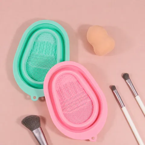 Foldable Silicone Makeup Brush Cleaning Mat Portable Cosmetic Brush Cleaner Pad Multi-Textured Makeup Tool Washing Pad