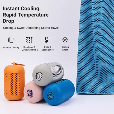 Toalla Deportiva Enfriadora Portátil Con Estuche de Silicona Microfibra Transpirable Secado Rápido Toallas de Gimnasio Yoga Fitness