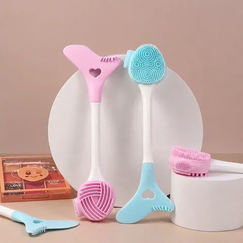 Silicone Facial Cleansing Brush And Eye Makeup Auxiliary Tool Multifunctional Double Head Eyeliner Eyelash Stencil