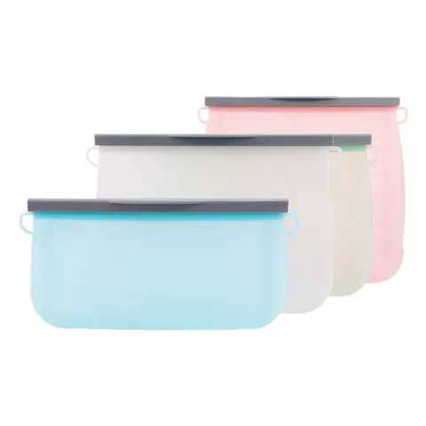 Reusable Silicone Food Storage Bag Airtight Leakproof Fresh Keeping Bag Microwave Safe Food Container Organizer