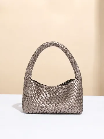 Women Woven Leather Shoulder Bag Handbag Luxury Designer Style Tote Underarm Purse Casual Daily Chic Basket Bag