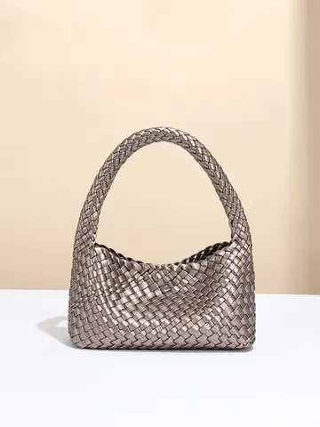 Women Woven Leather Shoulder Bag Handbag Luxury Designer Style Tote Underarm Purse Casual Daily Chic Basket Bag