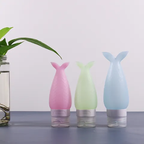 Portable Travel Silicone Refillable Bottle Cute Whale Tail Design Squeeze Lotion Container Shampoo Dispenser For Toiletries