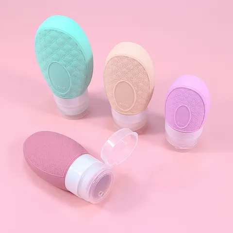 Silicone Travel Dispensing Bottle Portable Squeezable Leakproof Lotion Container With Leather Texture For Toiletries Makeup Travel