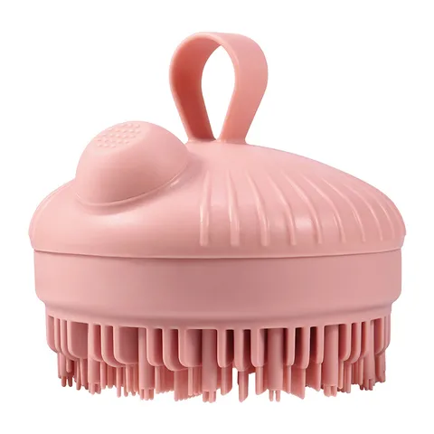 Silicone Shampoo Brush Bath Brush Press Type Liquid Dispensing Scalp Massager Soft Bristle Body Cleaning Tool