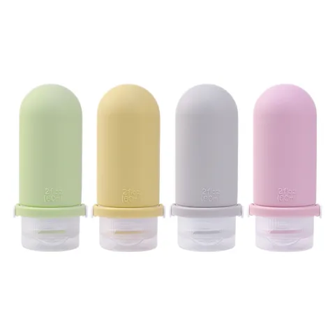 Portable Silicone Travel Dispenser Bottles Leak Proof Squeezable Toiletry Containers For Lotion And Shampoo
