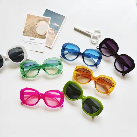 Korean Trendy Large Round Frame Sunglasses Women UV Protection Resin Frame Fashion Eyewear Travel Outdoor Sun Glasses