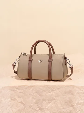 Sac Boston en Nylon Imperméable Petit Sac Bandoulière Sac à Main Classique Couleur Contrastée Sac Oreiller Femmes Voyage Décontracté