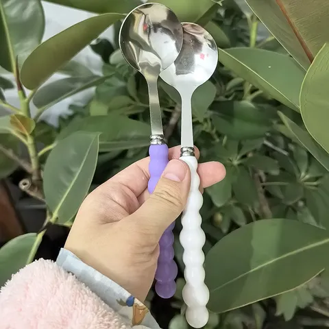 Stainless Steel Spoon Creative Pearl Handle Coffee Stirring Spoon Soup Spoon Home Kitchen Tableware