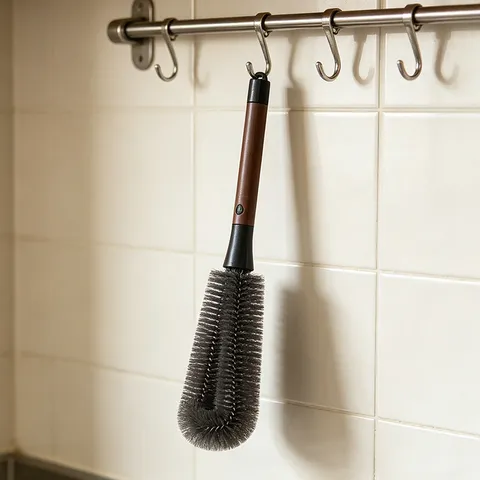 Multifunctional Long Handle Bottle Brush Two In One Gap Cleaning Brush Walnut Color Cup Cleaning Brush