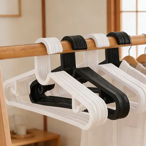 Non Slip Seamless Plastic Hangers Heavy Duty Adult Thickened Clothes Hanger Black White Coat Organizer